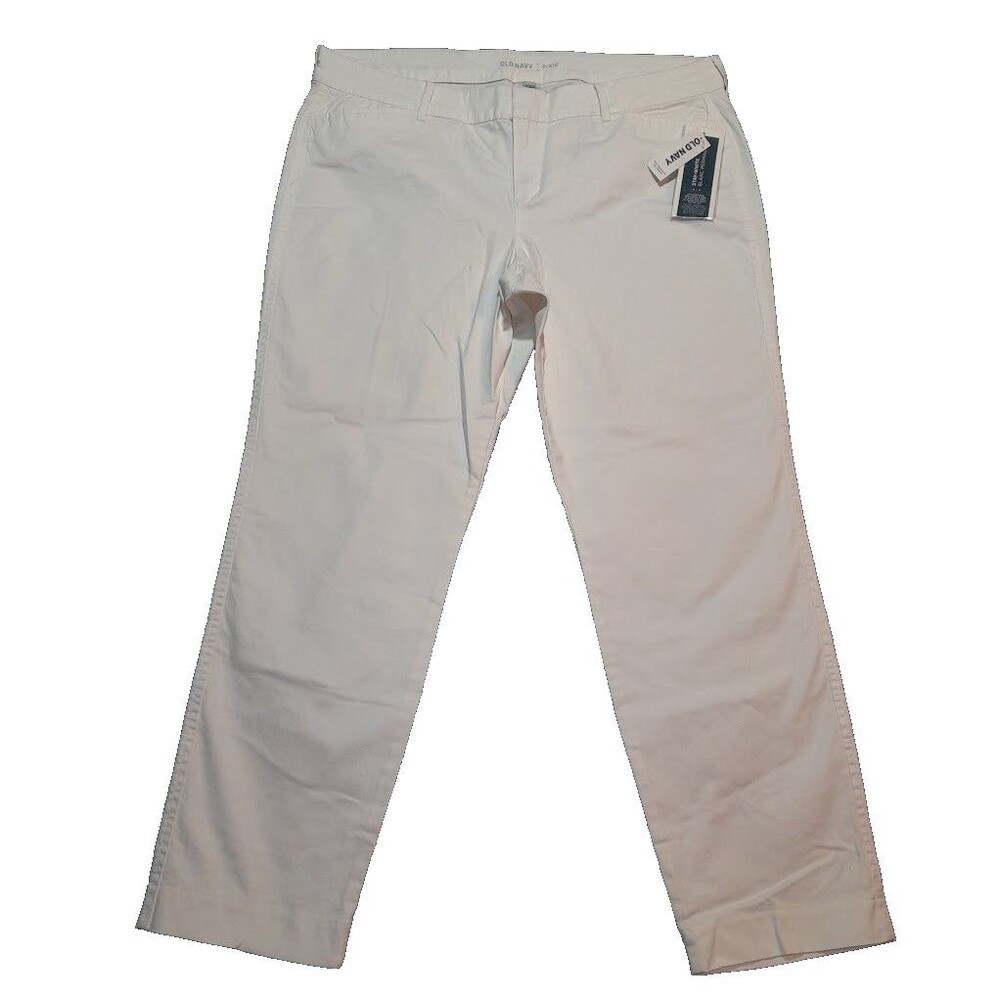 NWT Old Navy Pixie Ankle Pants Womens 14 White Stretch Mid Rise Slim fit 36x27